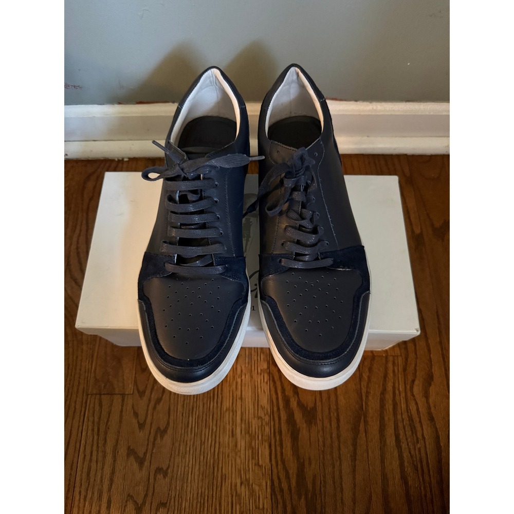 Robert Graham Offshore Navy Leather Suede Low Top Sneakers Mens 12 RG5615L